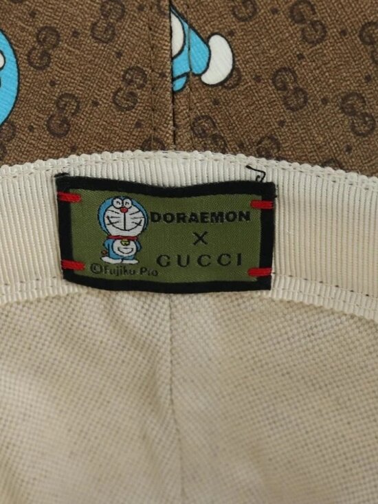 GUCCI x Doraemon Micro GG Supreme Doraemon Bucket Hat Brown Auth 166970SM main image 14